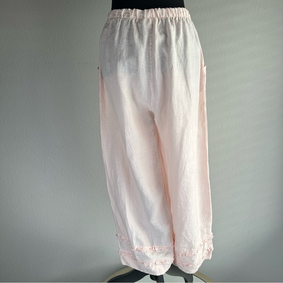 Bryn Walker 100% Linen Bloomer Pant Womens Small Light Pink High Rise Ruffle Hem - Picture 7 of 13